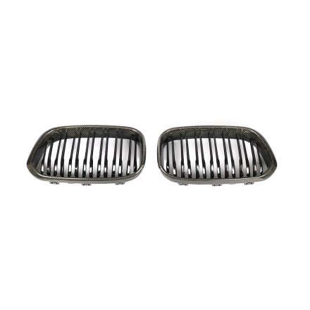 Grill, Hgblank svart mittdel i ABS + Hgblank kant i Kolfiber till BMW F20 och F21 (Bara LCI)