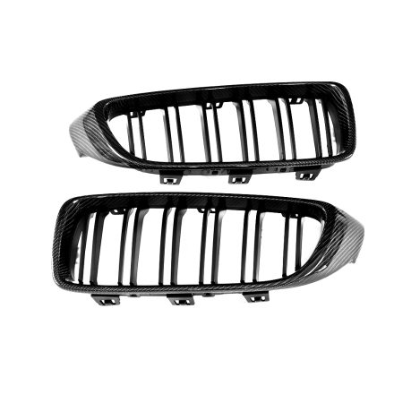 Kolfiber grill med mattsvarta ribbor till BMW 4-Serie, M3 och M4 (Passar F80, F32, F33, F36, F82, F83)