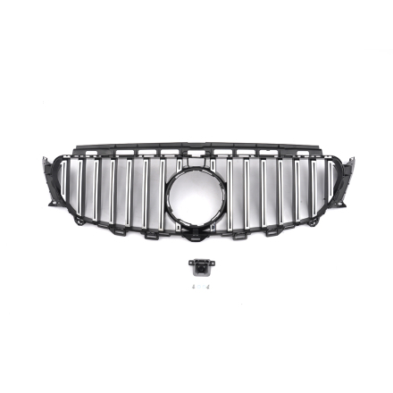 Grill med 16st silver ribbor till Mercedes-Benz E-Klass, Sedan/Kombi W213, Coup C238 och Cab A238, 2017 -> (Levereras utan emblem) (Ej fr E63 AMG) (Med infstning fr kamera)