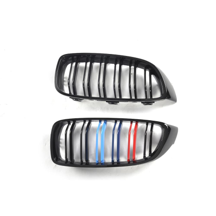 Blanksvart ABS Grill med M-Frgerna till BMW 2-Serie, F87 M2, F22 och F23 (M style)