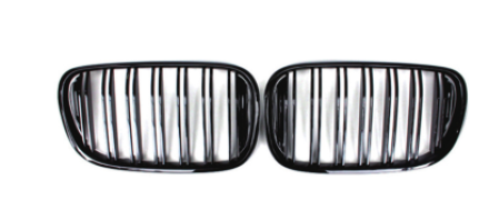 Blanksvart grill med dubbla ribbor till BMW 7 Serie, G11 och G12 (Ej Facelift)
