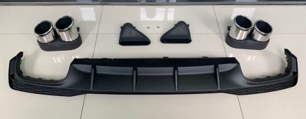 Svart PP Diffuser med silver end rr till AUDI A7 S-Line och S7, 2018-