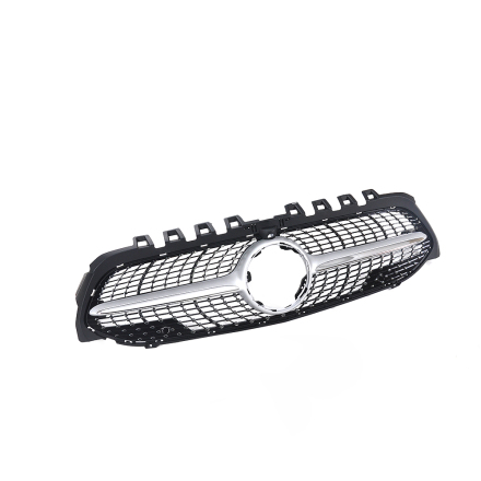 Silver ABS grill till Mercedes-Benz A-Class W177 och V177, Sedan och Hatchback (Med kamera hl)